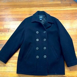 Men’s GAP black wool peacoat size small EUC